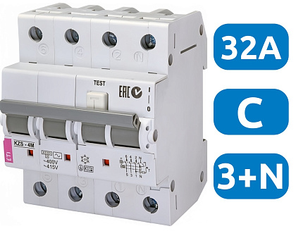 АВДТ KZS-4M C32/0.03 3+N, 30мА, тип АC, 6кА ETI