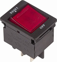 Выключатель - автомат клавишный 250V 15А (4с) RESET-OFF красный  с подсветкой  REXANT