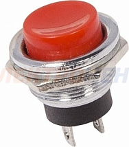 Кнопка металл 220V 2А (2с) (ON)-OFF O16.2 крас. Rexant