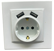 Розетка 1-я с/з с USB белая SD-P1017W AWSPRODUCTS
