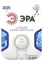 Батарейки CR2025-1BL Lithium (40/320/28160) ЭРА