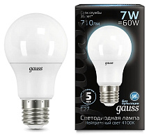 Лампа GAUSS LED A60 7W 220V E27 4100K 710Lm