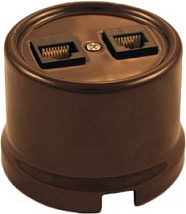 Розетка RJ-45 (2-я, cat 5e) Коричневый (керамика) Bironi