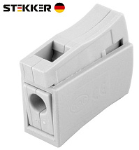 Клемма рычажковая проходная 2 отверстия 0,5-2,5 серая (STEKKER)