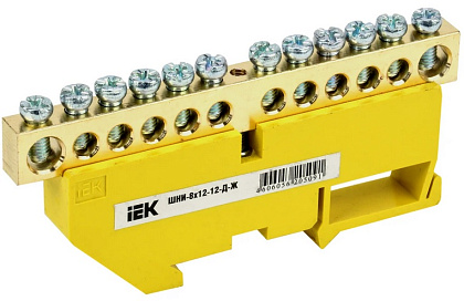 Шина PE "земля" на DIN-изол ШНИ-8х12-12-Д-Ж, 125А, 400В, IEK