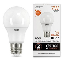 Лампа Gauss Elementary LED A60 7W 220V E27 3000K 520Lm