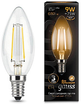 Лампа GAUSS LED Filament Свеча 9W Е14  220V 2700К 680lm