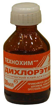 Клей для пластмассы "Дихлорэтан" фл.30мл (стекло) 10/210 Стан