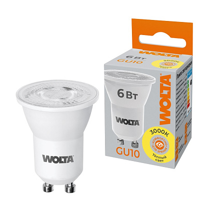 Лампа LED MR11 6Вт 3000K GU10 WOLTA
