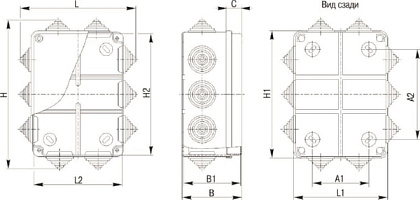 Коробка распред. о/п 150х110х70 IP44 СЕРАЯ 10 сальников КМ41241 IEK (30)
