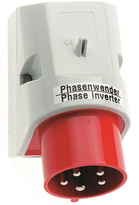 Вилка фазоинвертор стационарная 32A 5п (3P+N+PЕ) IP44, 400В, QC BALS