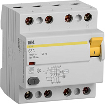 УЗО ВД1-63 63/4 30мА, тип АС, 4,5кА IEK