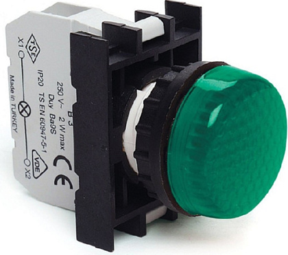 Индикатор LED зелёный B090XY 12-30В AC/DC IP50 Emas