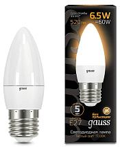 Лампа LED C35 E27 2700K 6.5Вт 520Лм GAUSS