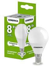 Лампа LED G45 шар  8Вт 230В 4000К E14 800Lm GENERICA