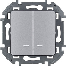 АЛЮМ_Выключатель с подсветкой 2кл. 10 AX - 250 В~  INSPIRIA без рамки
