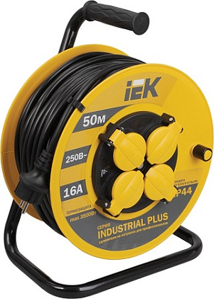 Удлинитель на катушке 4гн. 50м с/з IP44 ПВС 3х1,5мм2 INDUSТRIAL IEK