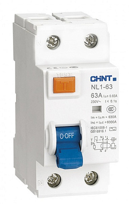 УЗО NL1-63 40/2 100mA, тип AC, 6kA CHINT