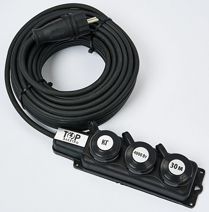 Удлинитель на колодке 3гн. 30м с/з IP44 КГ (ГОСТ) 3x1,5мм2 ТОР