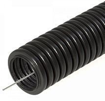 Труба гофрированная ПНД безгалогенная (HF) черная с/з d16 мм (50м/уп) Строитель