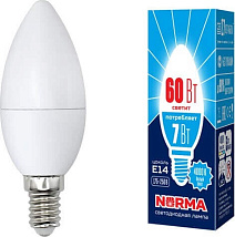 Лампа светодиодная свеча LED-C37-7W/NW/E14/FR NR