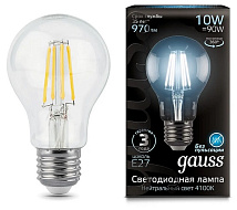 Лампа GAUSS LED Filament A60 E27 10W 4100К 970Lm