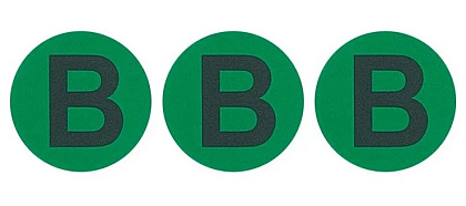 Знак безопасности символ "B" d=20мм зеленый (уп./100 шт) HLT