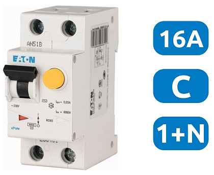 Автомат с УЗО PFL6-16/1N/C/003
