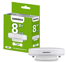 Лампа LED T80 GX53 4000К 8Вт 800Lm GENERICA