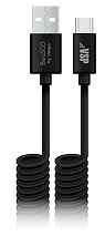 Дата-кабель USB-Type-C, 2А, 2м, витой, черный, Borasco