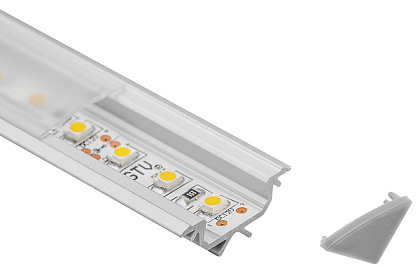 Профиль комплект GLAX угловой 2 метра (профиль PA-GLAXKT-AL, экран молочного цвета PA-OSMLGLAX-00, 2