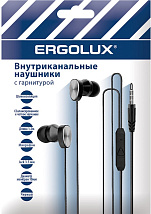 Наушники вакумные с мик ERGOLUX  ELX-WHP02P-C02 ПРОМО (Наушники вакумные с микрофоном проводные, 3.5