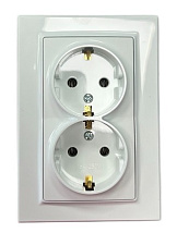 Розетка 2-я с/з белая SD-P1012W AWSPRODUCTS