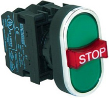 Кнопка тройная с аварийной кнопкой "STOP" зелёная B121B30YY