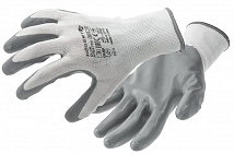 Перчатки рабочие с нитриловым покрытием, белые/светло-серые GLAN разм 9 HOEGERT