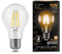 Лампа GAUSS LED Filament A60 E27 10W 2700К 930Lm