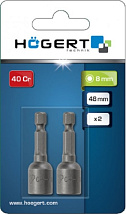 Насадка торцевая с магнитом 8 мм, 1/4", 2 шт. HOEGERT