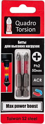 Бита 1/4" Ph2х50мм магнитная (2 шт) Quadro Torsion
