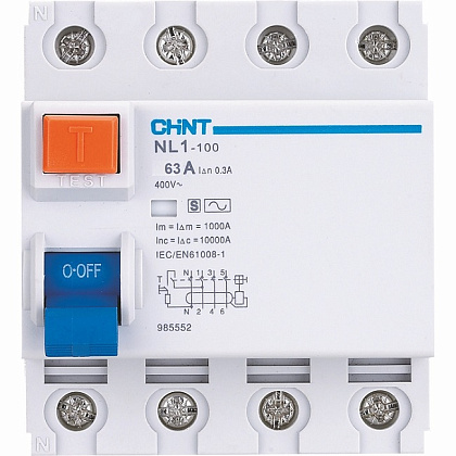 УЗО NL1-100 S 63/4 300mA, тип AC, 10kA CHINT