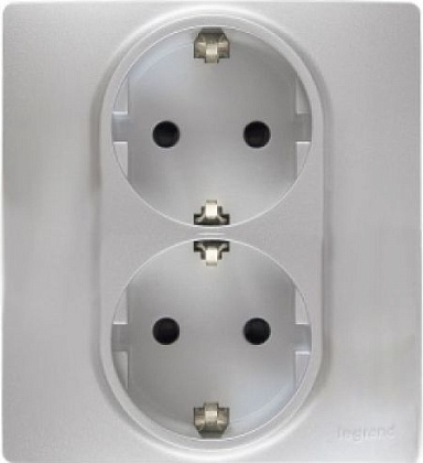 Розетка 2-я с/з Алюминий ETIKA LEGRAND