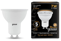 Лампа GAUSS LED GU10 7W 220V  3000К 600Lm