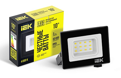 Прожектор LED СДО06 4000К 10Вт 800Lm IP65 черный IEK
