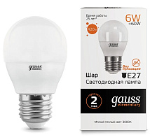 Лампа Gauss Elementary LED  Шар 6W 220V E27  2700/3000К 420Lm