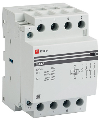 Контактор модульный КМ 63/40 (кат.230В AC, 4но, 63A PROxima) EKF