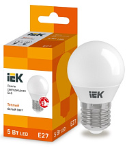 Лампа LED шар LED-G45 eco 5Вт 230В 3000К E27,  450Lm IEK