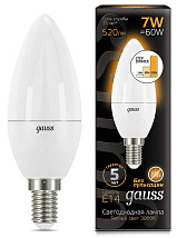 Лампа GAUSS LED DIMMER (STEP) Свеча 7W 220V E14 2700К 520Lm