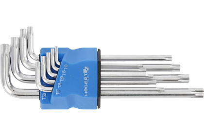 Набор Г-образных длинных ключей TORX S2, 9 шт. HOEGERT, ком