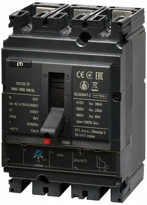 Авт. выключатель NBS-TMS 100/3L 80A 3P ETI