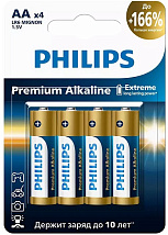 Батарейки LR6M4B/51 АА алкалиновые 1,5v 4 шт. LR6-4BL Premium Philips