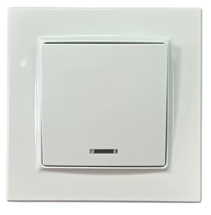 Выключатель 1-кл. с подсветкой белый SD-P1002W "Standard" AWSproducts
